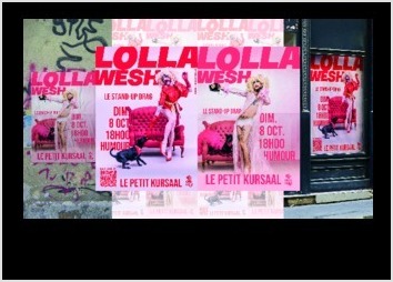 Dans le cadre de mon travail, j'ai eu l'occasion de réaliser la communication d'un stand up drag de LOLLA WESH avec l'association Le Cercle de Besançon. Ces deux affiches ainsi qu'une communication sur les réseaux ont été réalisées.