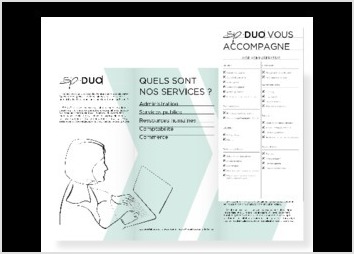 SP DUO _Entreprise d externalisation de services administratifs _COMMUNICATION_Afin que la communication auprs du client soit claire, les textes doivent tre travaills, l information doit tre classe selon une certaine logique (chaque paragraphe doit avoir une fonction), et l adresse doit tre adapte en fonction du client auquel on s adresse. Ce n tait pas le cas du texte distribu par le client, c est pourquoi, aprs analyse, il a t entirement retravaill et rcrit. Pour que la prsentation de SP DUO soit claire et structure, toutes les informations ont t retravailles, puis tries en diffrents paragraphes, et hirarchises dans un ordre de lecture. La faon de s adresser au client a galement t retravaille, afin de lui parler directement et le mettre davantage en avant (adresse directe au client, prsentation indirecte de l entreprise). Ainsi, il sentira un discours plus personnalis. La hirarchisation des informations a t travaille de sorte  ce que le client comprenne en premier lieu ce que propose l entreprise, ensuite les avantages que cela lui apportera, et enfin la qualit du service  laquelle il aura accs. La demande de SP DUO tait galement de crer un tableau de comptence imprimable afin  de prsenter la diversit des services proposs. Il existe aussi en version numrique. De cette faon il peut tre complt en ligne et renvoy directement  SP DUO