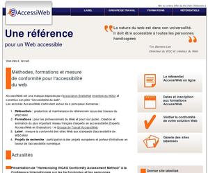 Déclinaison de la charte graphique de l'association AccessiWeb (référence en accéssibilité Web).
Utilisation du CMS CONTAO et adaptation des modules et templates pour la gestion des sites labellisés et des experts en accessibilité.
Site réalisé selon les recommandations du label Bronze-Argent du référentiel 2.1 AccessiWeb.