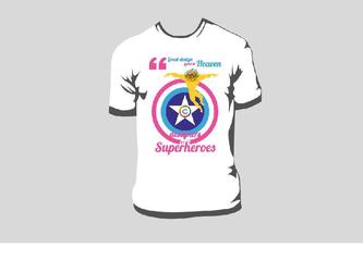 Graphisme pour le design d'un T-shirt pour un concours participatif sur le thème "Designers are superheroes".