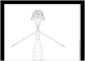 Voici le wireframe du personnage du film d animation "Faux Pas".