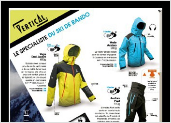 Publicit page complte pour Vertical sur le catalogue hiver "Aux Vieux Campeur"