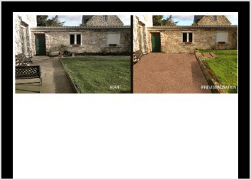 Prvisualisation d une terrasse pour le client d un paysagiste.