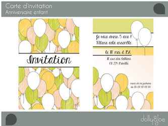 Création d'une carte d'invitation pour un anniversaire d'enfant sur le thème imposé des ballons.