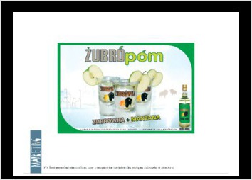 PLV lumineuse destine aux bars pour une opration conjointe des marques Zubrowka et Manzana