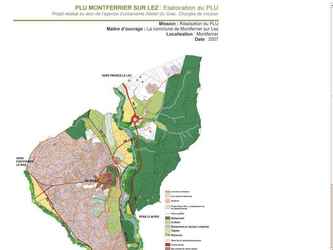 Réalisation de cartographie à partir du plan cadastrale. Insertion couleur+texture+texte+logo+ échelle.