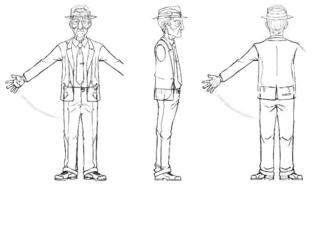 Model sheet du détective apparaissant dans "Redscare"