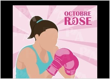 Creation d'un visuel pour Octobre rose avec une boxeuse portant des gants roses