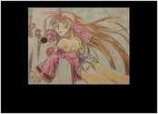 Personnage manga au crayon polychrome sur format A4