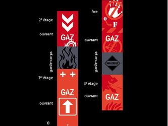 habillage graphique dune colonne technique de gaz d un immeuble de 2 tages