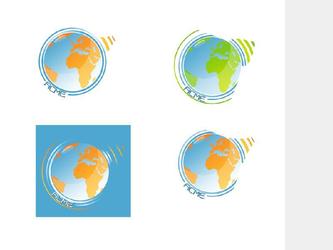 Quatre dclinaisons d un mme logo illustr pour une agence de voyage en ligne.