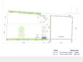 Plan "JARDIN D HIVER" - Implantation :. Relev de mesures sur le plan cadastral. /. Implantation  l chelle du futur projet. /. Annotations et mesures. /. Mise en couleur. /