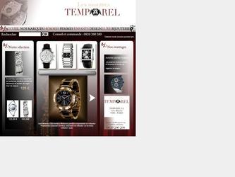 Maquette de page d'accueil du site "Les montres Temporel"