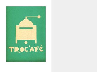 Logo pour le Troc af.Le Troc af est un Bar-restaurant - Sa particularit : tout les objets prsents dans le caf peuvent tre acht ou chang. Une ambiance rtro, chaleureuse, vintage.
