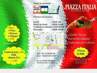 Menu pour pizzeria