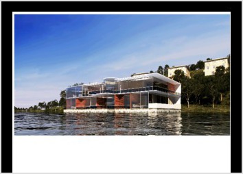 Image de synthse d un Habitat flottant sur Seine  en France  ralise  pour un client afin de visualiser l ambiance gnral
Logiciels Utiliss : 3ds max , Vray et Photoshop