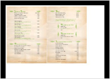 intérieur de la carte menu