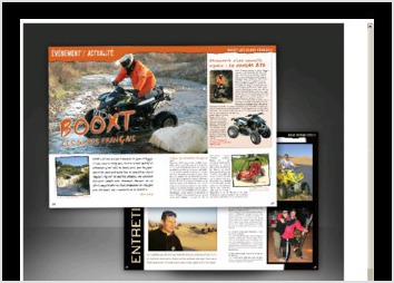 Cration et mise en page du magazine "Quad Spirit", 96 pages, bimestriel, pour le compte de la socit Verbal Publishing.