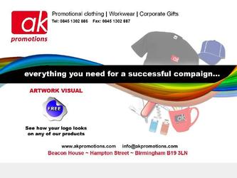 Flyer fictif pour l'entreprise AK Promotions à Birmingham UK