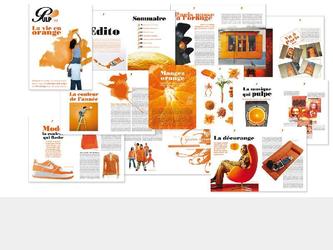 Conception du magazine PULP (pour Orangina), sur la thématique de la couleur Orange