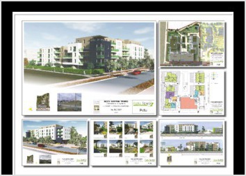 Construction de 73 logements, la prestation concernait la ralisation de toutes les pices graphiques du Permis de construire)...(architecte Lionel VIE)