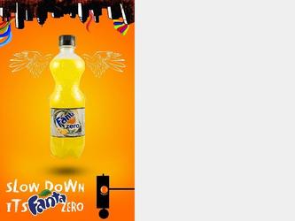 Une affiche pub pour le Fanta Zero "sans sucre"
