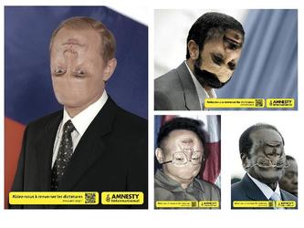 Campagne d'affichage pour Amnesty International. Cette campagne se décline sous différents supports (abribus, affiches 4x3, annonces-presse ...)