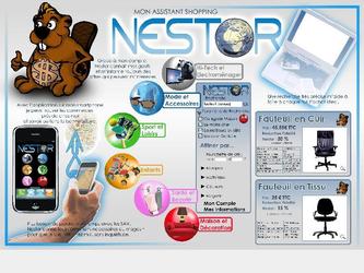 Illustration du concept d un assistant shopping en ligne devant porter le nom de Nestor. Concours en attente de rponse.