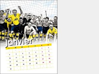 Calendrier pour un club de football-Cration et traitement images noir et blanc et couleur-Mois de janvier