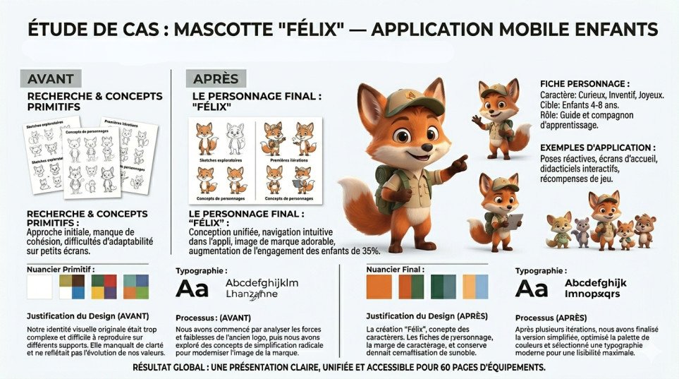 Mascotte "Félix" pour appli mobile enfants